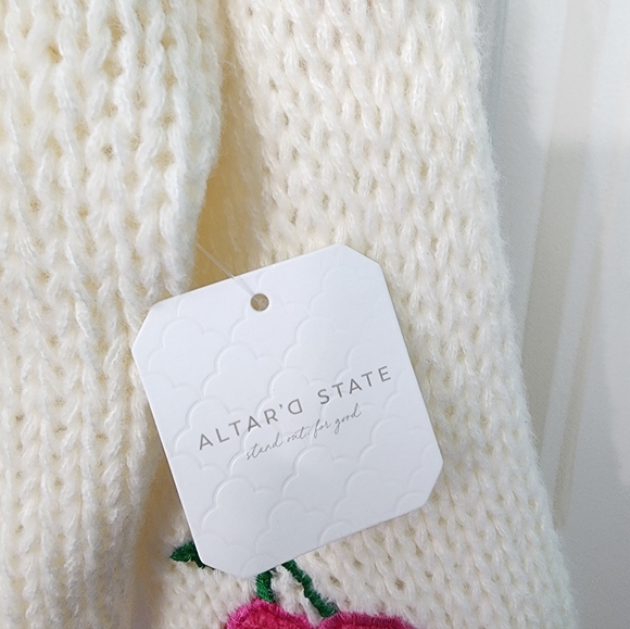 NEW! Altar'd State Cherry Embroidered Cardigan in Ivory, Size XS - Picture 4 of 7